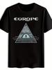 Black T-shirt with "EUROPE" Graphic - Retro Rock Band Design