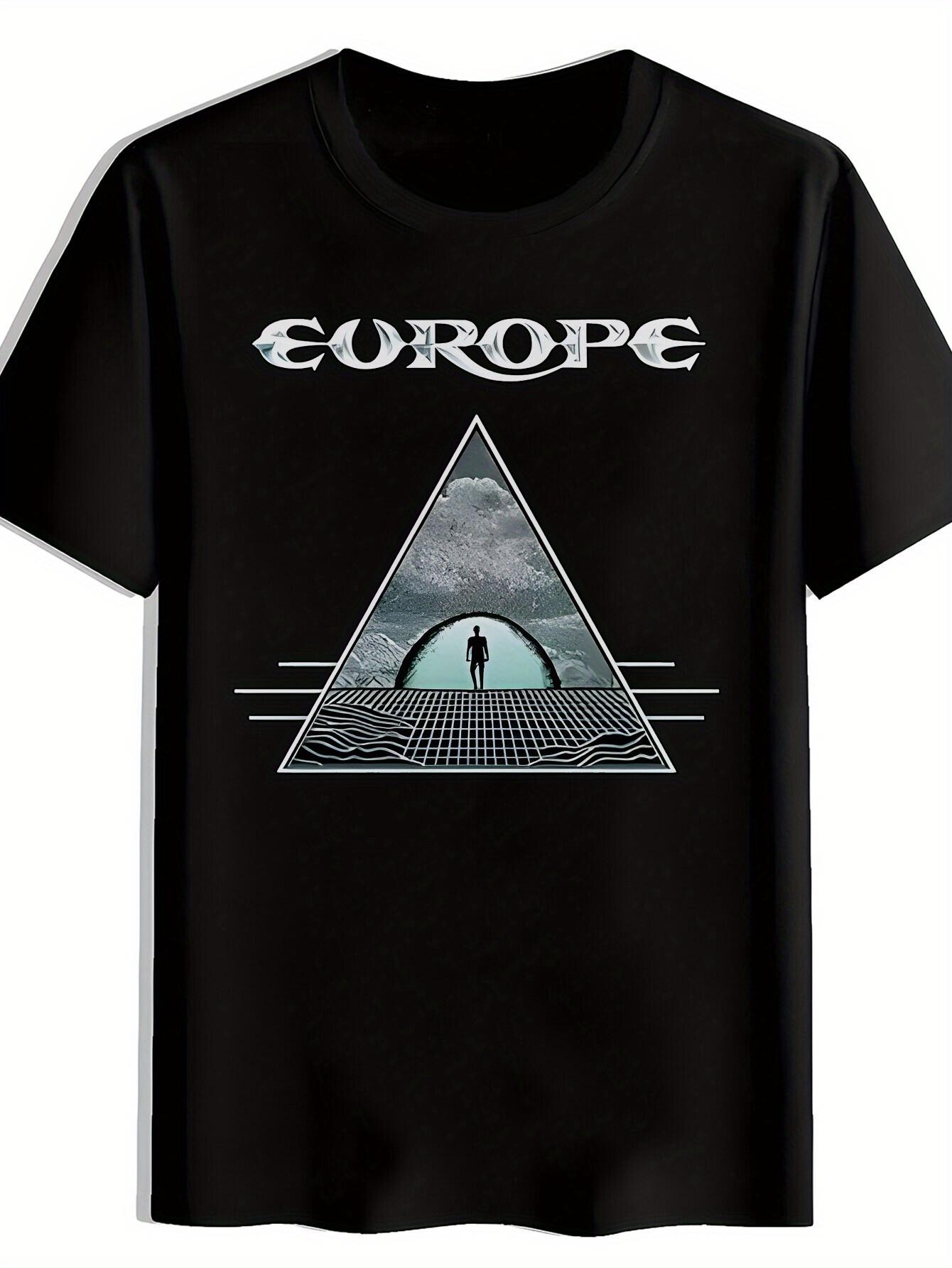 Black T-shirt with EUROPE Graphic - Retro Rock Band Design L
