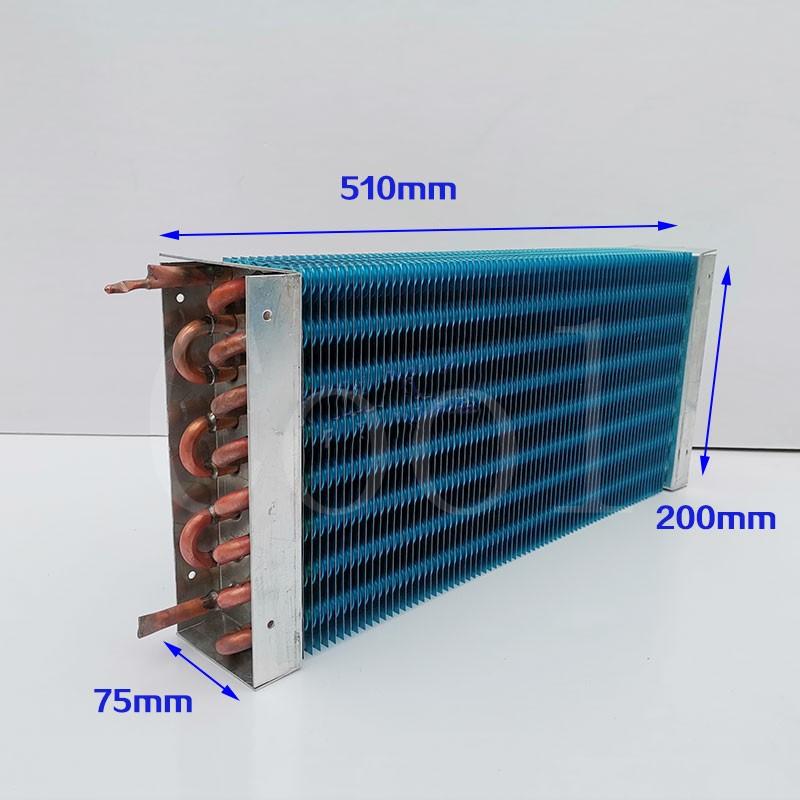 Evaporatore Condensatore Raffreddato ad Aria Frigorifero Congelatore Tubo di Rame Aletta di Alluminio Scambiatore di Calore ad Aria Radiatore 445mm*130mm*90mm