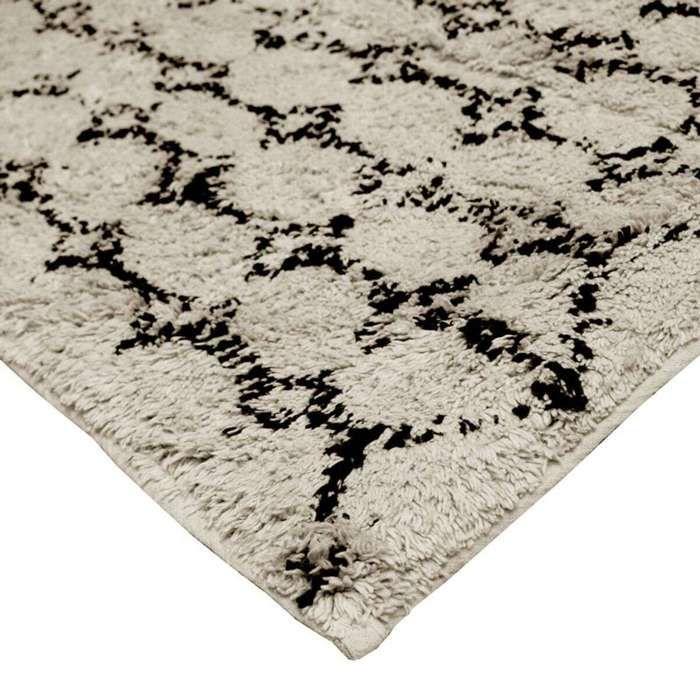 Living Room Rug In Recycled Cotton Berber Patterns Ecru Natural 120x170
