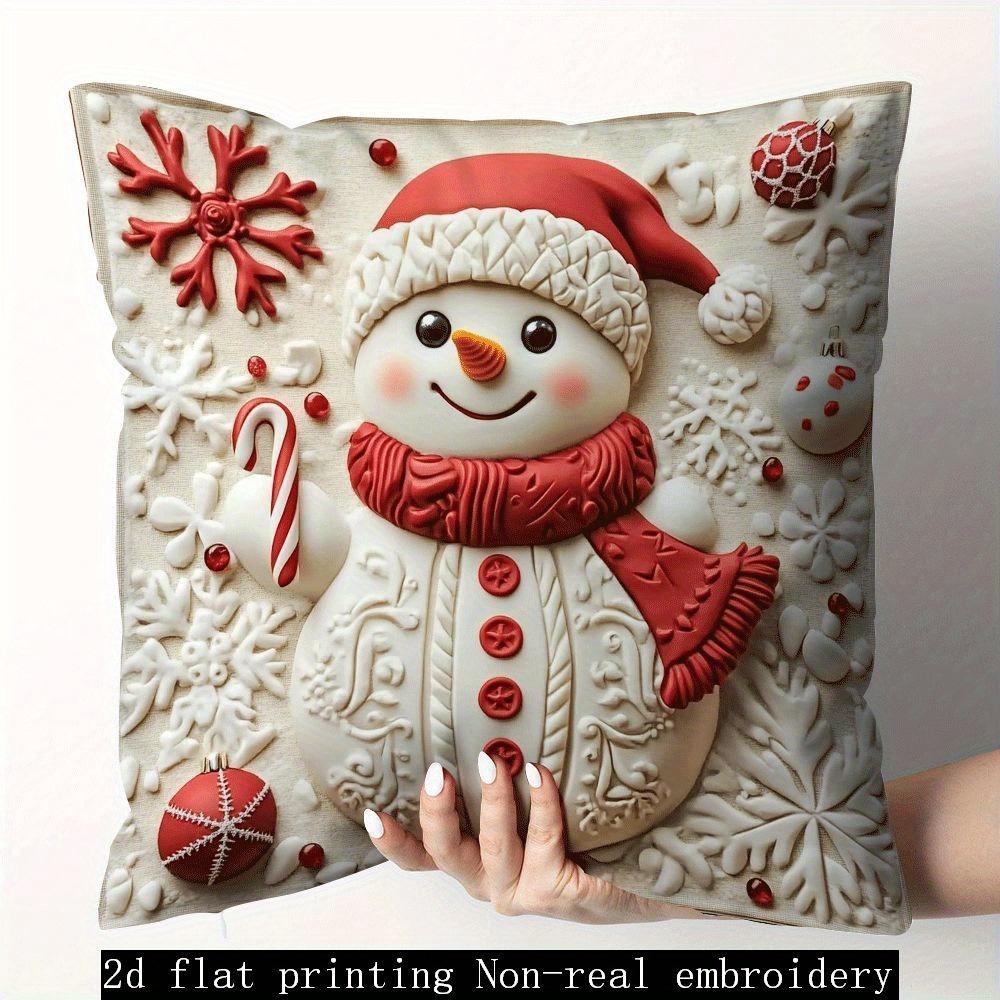 Christmas Pillowcase: Reindeer, Snowman, Santa Claus and Christmas Tree Pattern New Year Home Decoration 2d Flat Printing