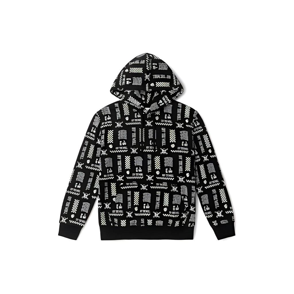 Vans Printed Long Sleeve Hoodie Women Tops Black VN0A4UTVZFP