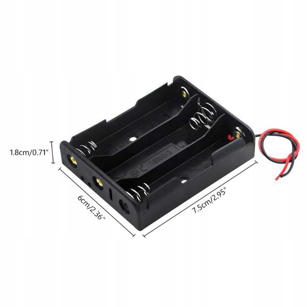 Rosfix Koszyk na Baterie 3 x 18650 – Otwarty Pojemnik z Przewodem 100mm | Wymiary 7,5 x 6 x 1,8 cm | Idealny do Projektów DIY