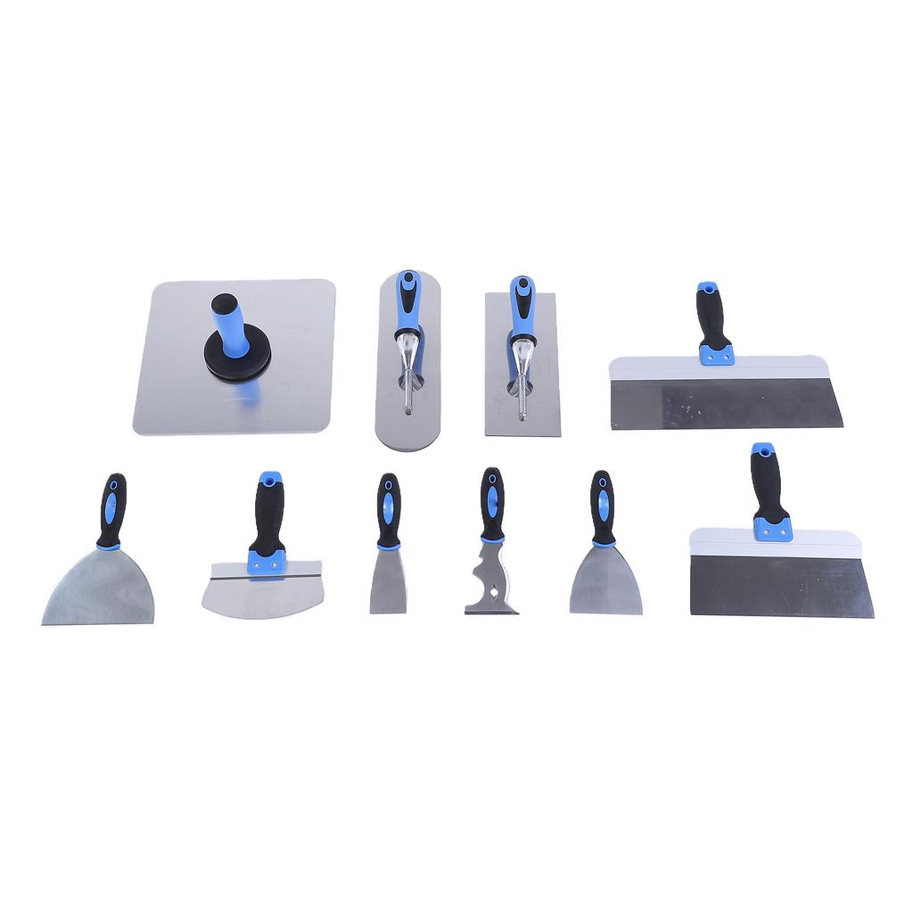 11Pcs Concrete Trowel Set Masonry Hand Tool for Finishing Bricklaying Plastering Stainless Steel Spatula Scraper Tray