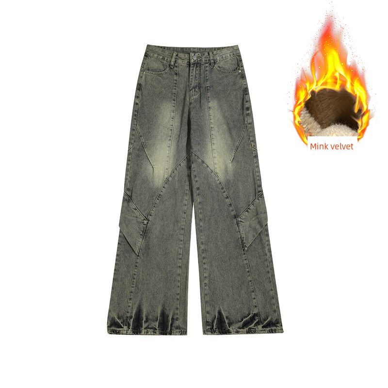 

Rayohopp Весенняя мода Потертый Повседневный Деним Blue Fleece-lined S