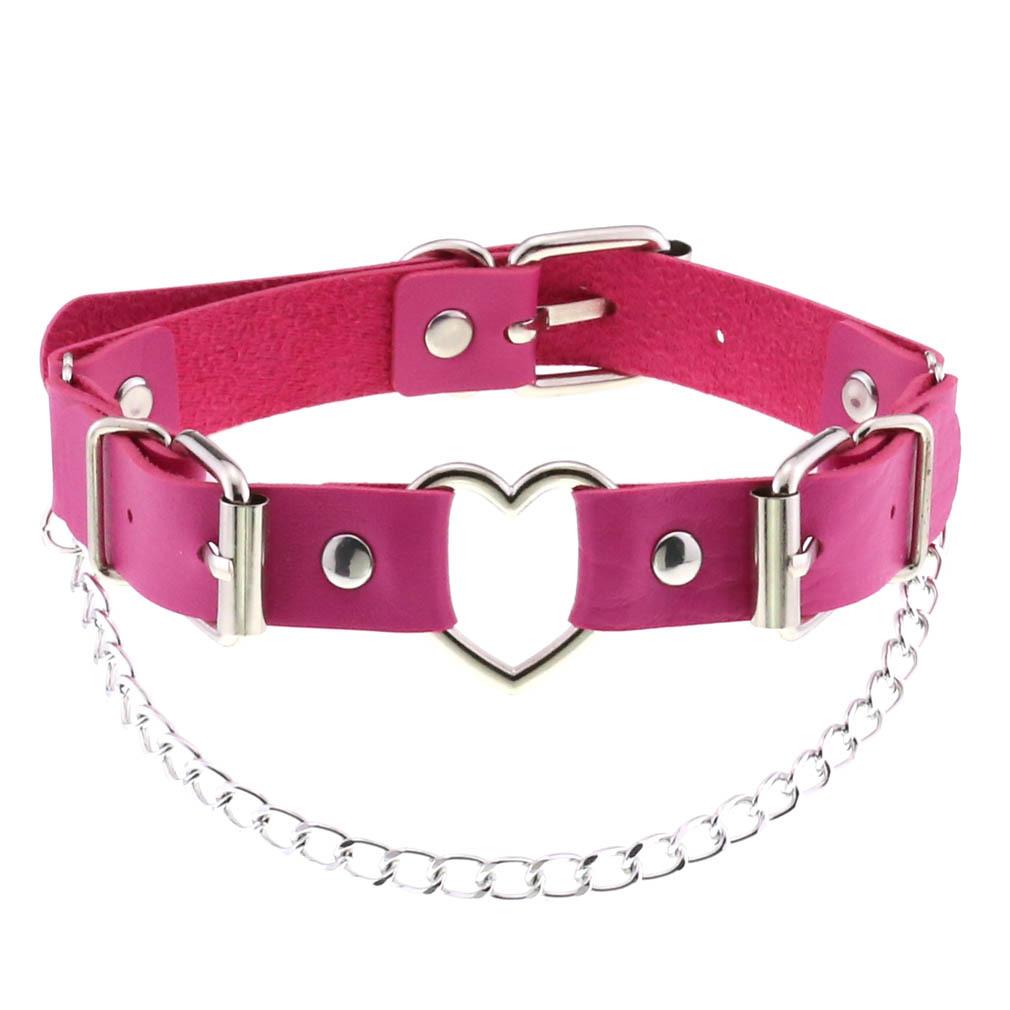 Schwarzer Herz-Choker Goth Halskette Kragen für Mädchen Punk Rock Chocker Festival Mode Rave Schmuck Goth Accessoires pink