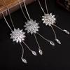 Snowflake Pendant Necklace For Women With Water Diamond Geometric Design Summer