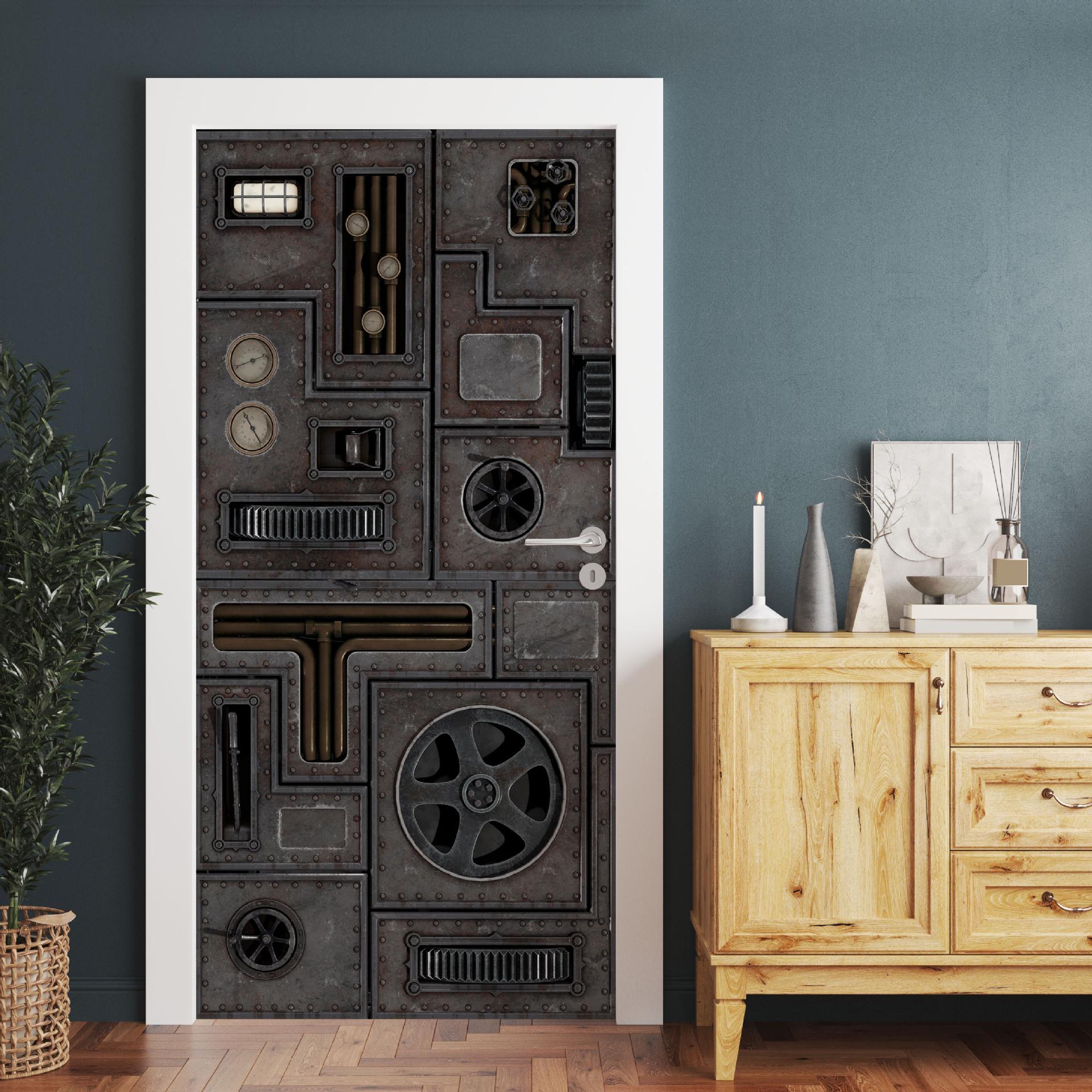 

Футуристичний науково-фантастичний металевий стікер на двері, знімний водонепроникний мурал для домашнього декору 2 pieces of 17.7in x 6.5ft