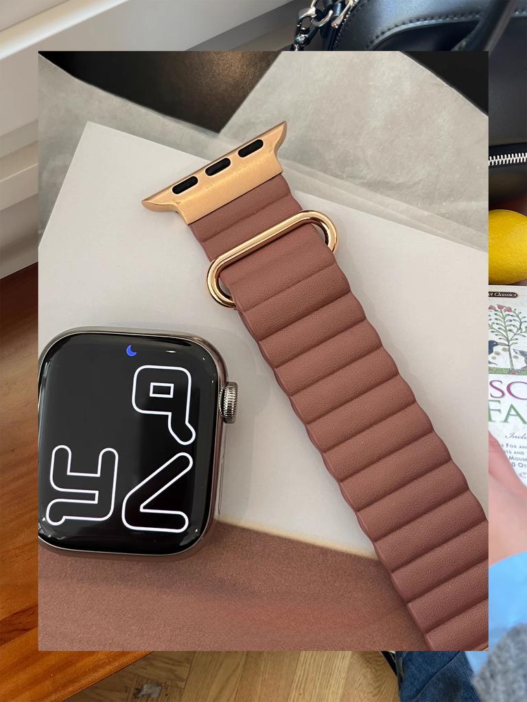 Magnetic Leather Band For Apple Watch 44 45 49mm 40 41mm 42 38mm 46mmMetal Stainless Steel Strap For iwatch 8 7 SE 6 5 4 3 2 S10