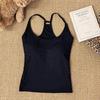 Women's Gray Strappy Tank Top with Chest Pads - Summer Cover for Armpit Fat, Beautiful Back - Perfect Base Layer for Spring and Autumn