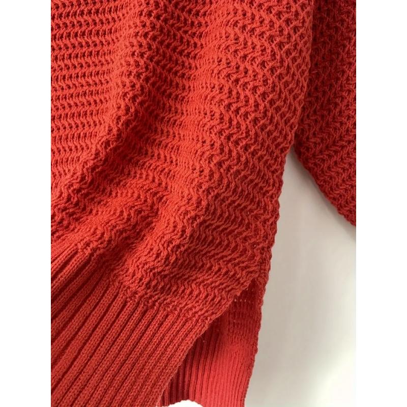 Halbhoher Kragen Locker Einfarbig Langarm Grobstrick Pullover Damen