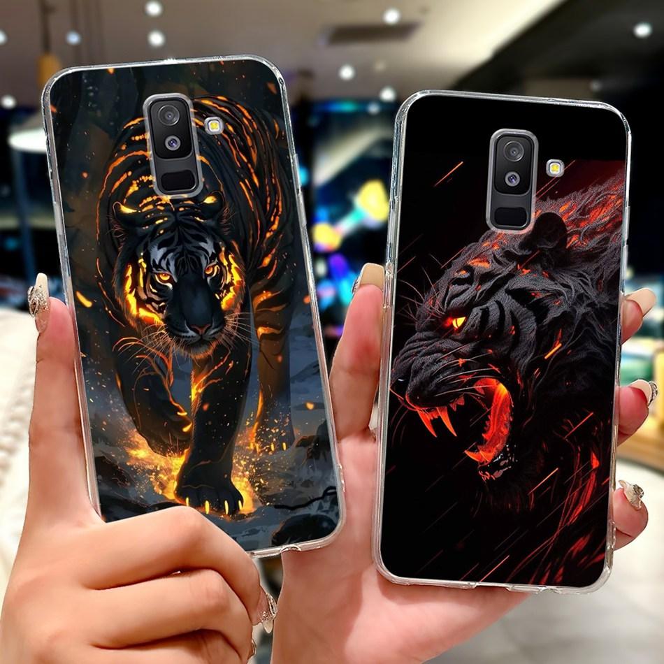 For Samsung Galaxy A6 Plus 2018 Phone Case On Samsung A6+ (2018) A6 A600F A605G Elegant Floral Cat Soft Silicone Clear TPU Cases
