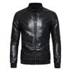Men's Casual PU Leather Motorcycle Jacket with Stand Collar