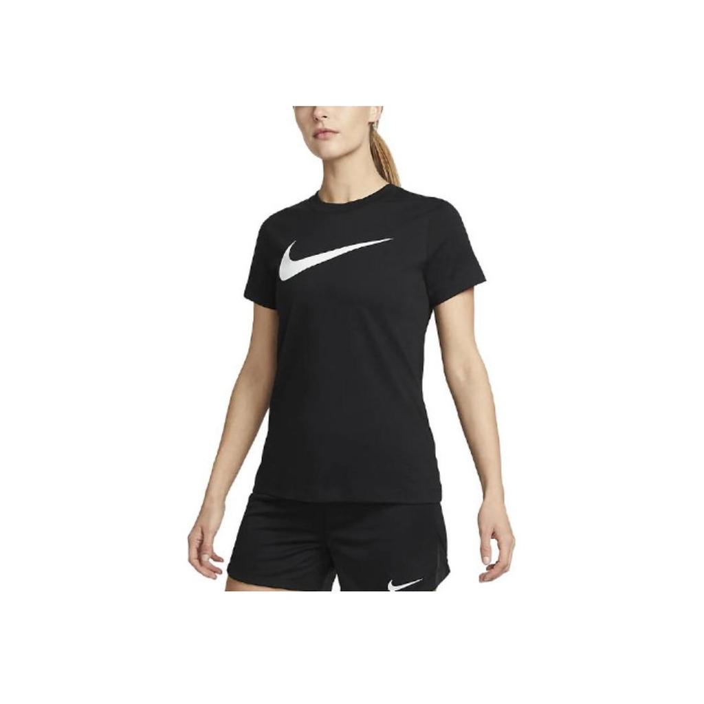 Nike Dri-Fit Park Large Logo Crew Neck T-Shirt Women Tops Black CW6967-010