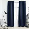 Blackout Curtains with Hooks 2 Pieces Blue 140 x 175 cm