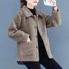 Ladies Short Lamb Velvet Jacket Particle Flocking Autumn Winter Style Middle-Aged Mom Thickened Outerwear Coat Cardigan