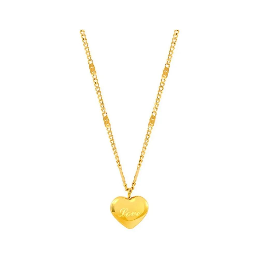 SUMENG 2025 New Trendy Love Letter Chokers Gold Color Heart Pendant Necklace for Women Girl Gifts