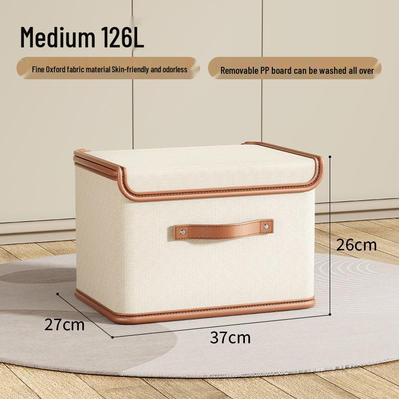 Oxford Cloth Large Flip-Top Storage Box with Lid for Clothes and Household Organizing