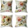 Farmhouse Decorative Throw Pillow Covers Vintage Flower Pillows Cover Set Of 4 Cotton Linen Floral Outdoor Cushion Case Cases