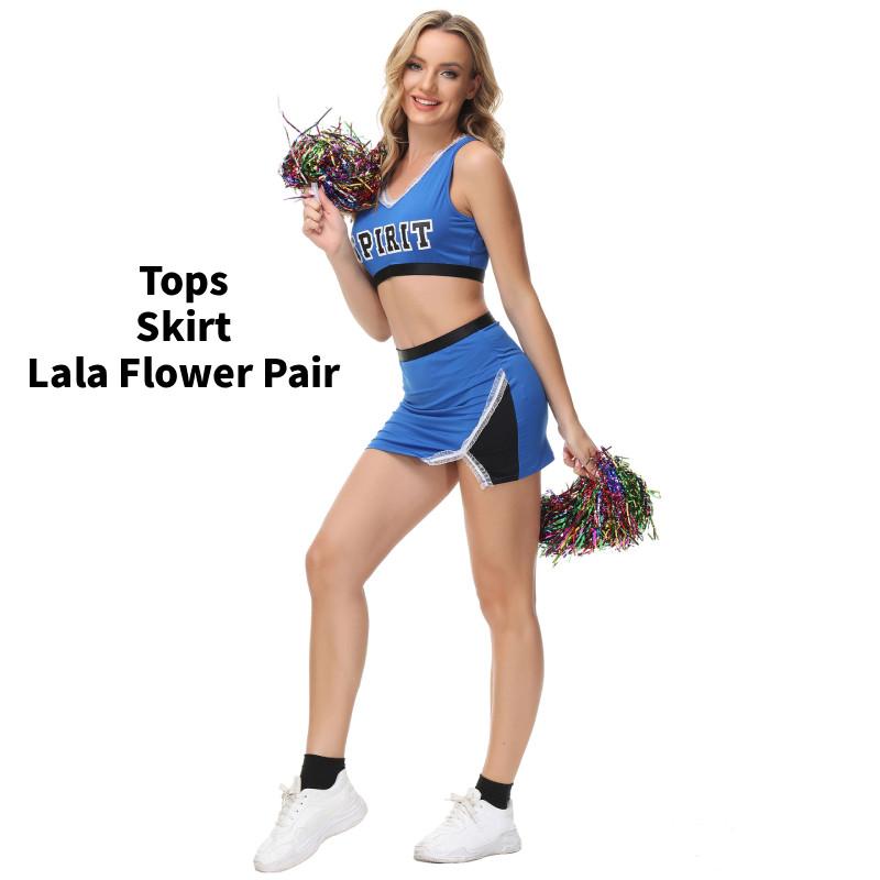 Fashion Cheerleader Ladies Costume Adult Schoolgirl Costume V Neck Sexy Crop Top