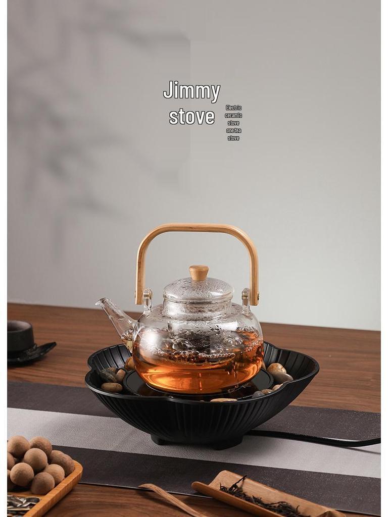 Chinese Style Indoor Tea and Wine Warmer Set with Electric Ceramic Stove and Glass Teapot
