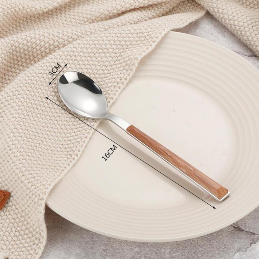 High Quality Stainless Steel Cutlery Flatware with Wooden Handle for Camping