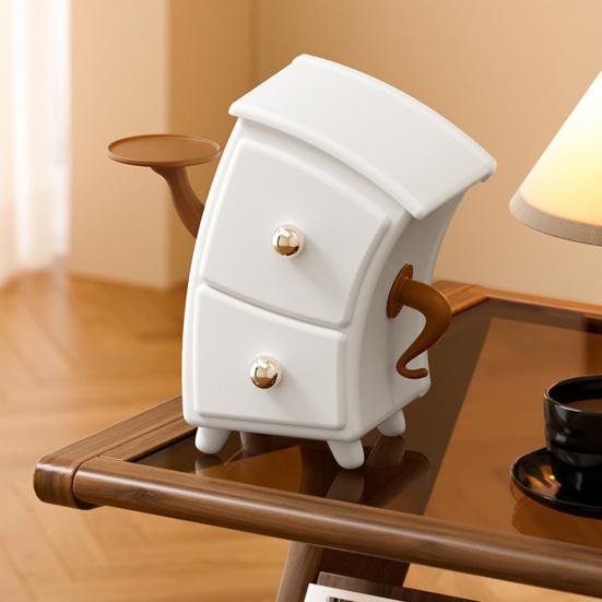 Dual Drawer Storage Box Cartoon Design Decorative Organizer Keys Jewelry Cosmetics Stationery Entryway Desktop Organizer