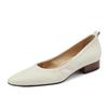 Fashion Women's New Spring and Autumn Square Head Genuine Leather Cowhide Comfortable Low Heel Elastic Large Oxford Single Shoes