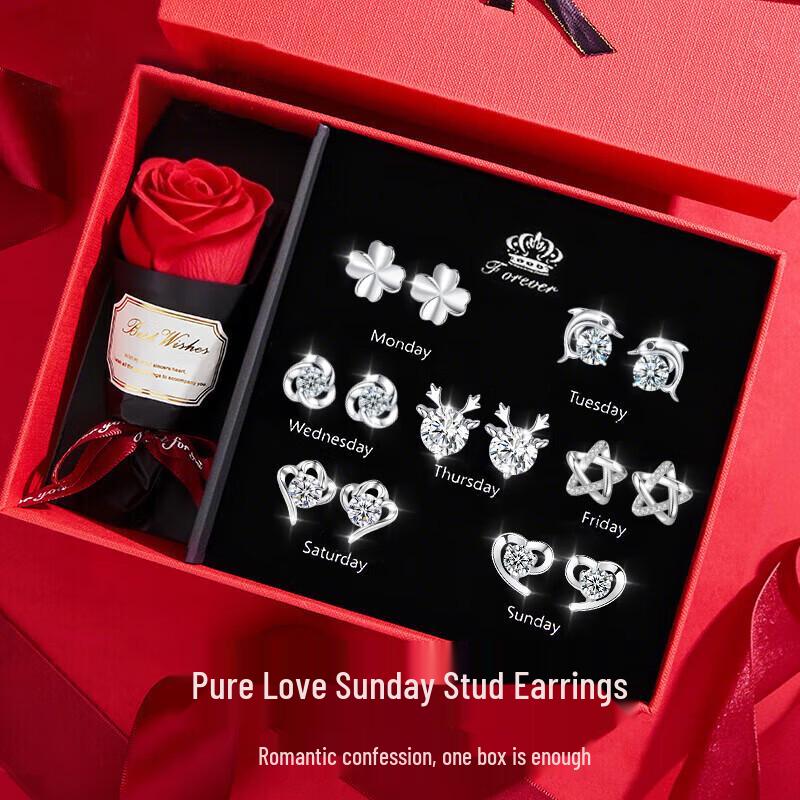 Sterling Silber 925 Ohrstecker Set - Elegant Leichter Luxus für Geburtstags- oder Weihnachtsgeschenke für Mädchen