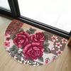 Retro 3D Rose Semi-Circle Floor Mat Entrance Entrance Welcome Door Mat Soft Non-Slip Bedroom Carpet Home Decoration