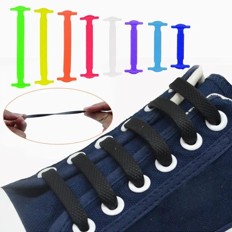 16Pcs Elastic Shoe Laces for Sneakers Running Shoes Silicone Stretch No Tie Shoelaces Unisex Fashion Rubber Band Laces