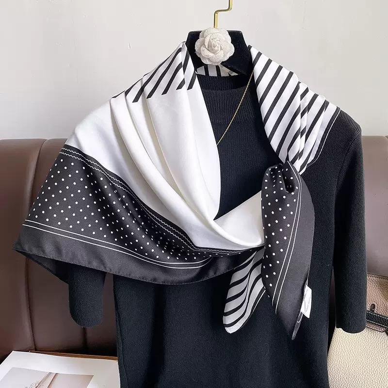 Spring Scarf Women's Luxury Design Polyester Material Smooth Scarf Soft Shawl Beach 90x90cm