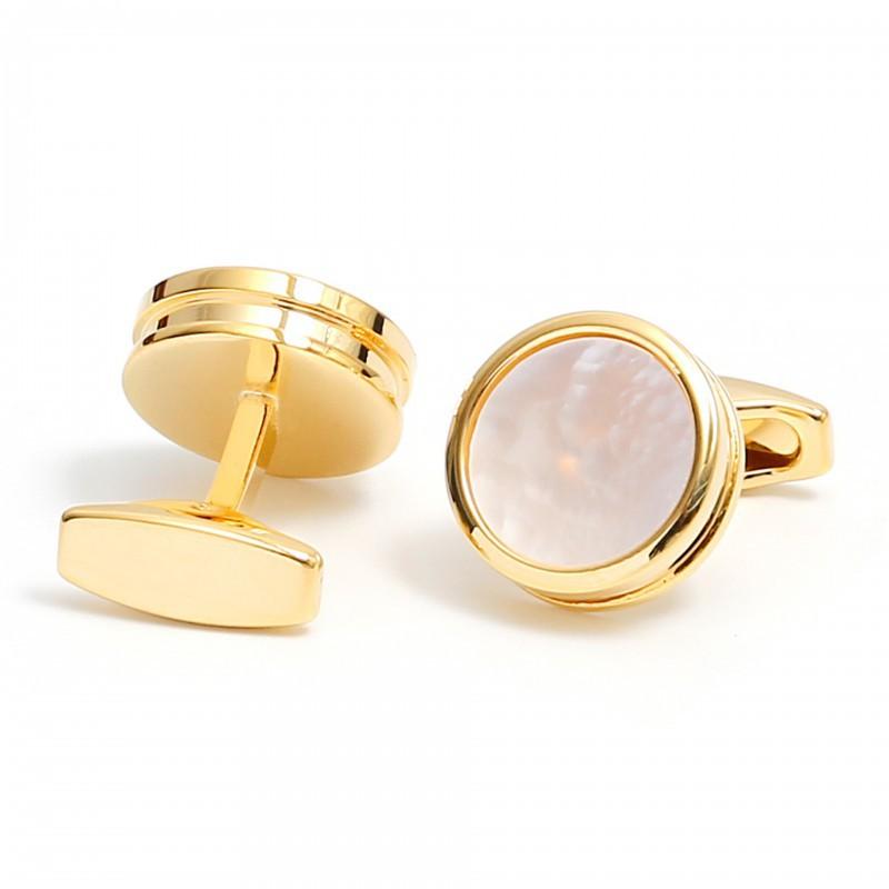 Men s Jewelry High-quality Light Luxury French Simple Shell Copper Round Gold Cufflinks copper