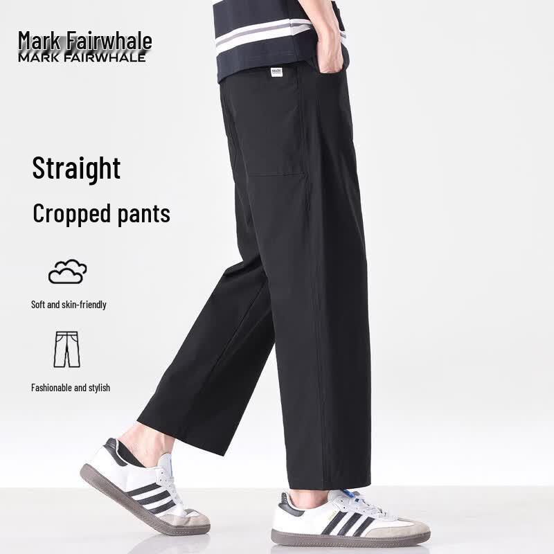 Mark Fairwhale Men s Ice Silk Straight-Leg Cropped Casual Pants S