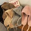 Korean ear protection flying hat versatile face small bag hat autumn and winter warm solid color lace-up knitted wool hat children