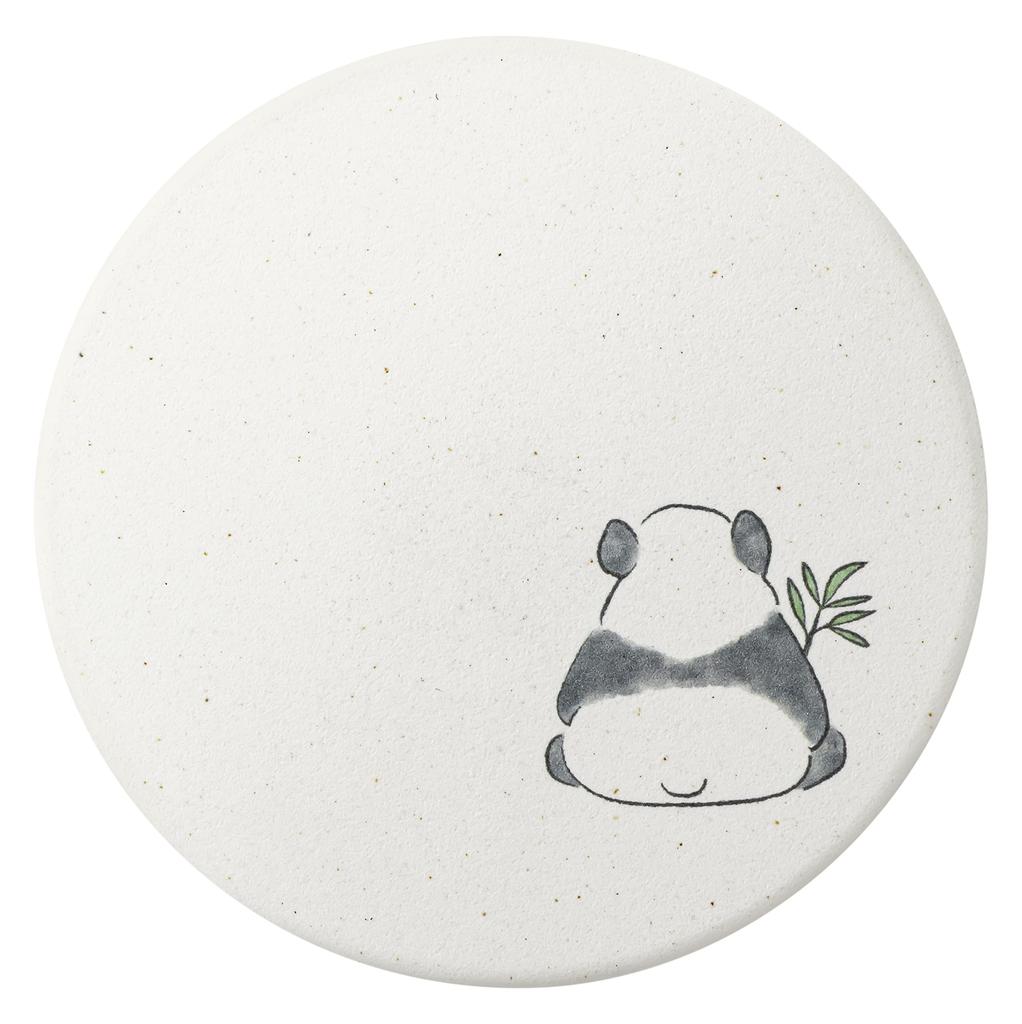 &NE Ceramic Diatomaceous Earth Coaster, Panda, Twilight, White, 1 Piece, 9.7cm Diameter X 0.6cm Thick, Absorbent Coaster, Made In Japan, Mino Ware,