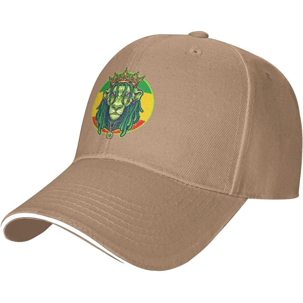 Lion with Crown Rasta Colors Adjustable Baseball Cap Polyester Casual Sun Hat for Unisex Women