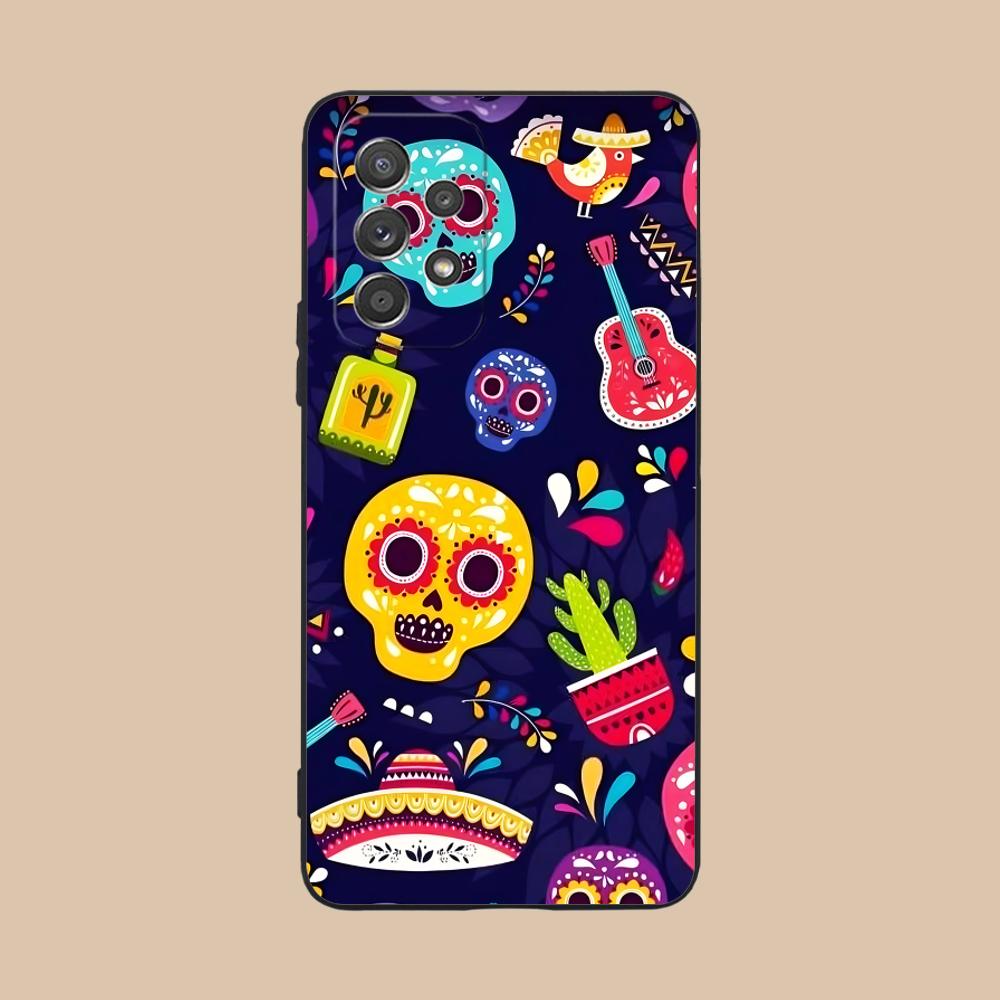 

Day of the Dead Matte TPU Mobile Phone Case for Samsung Galaxy M55 54 42 35 34 33 32 23 22 15 14 13 12 F55 5G Colorful Cover Galaxy F04