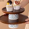 Ceramic Base Wooden Cake Tray High Footed Dessert Plate Cake Stand Display Cover Dim Sum Dish Pastry Plate Fruit Plates Bowl