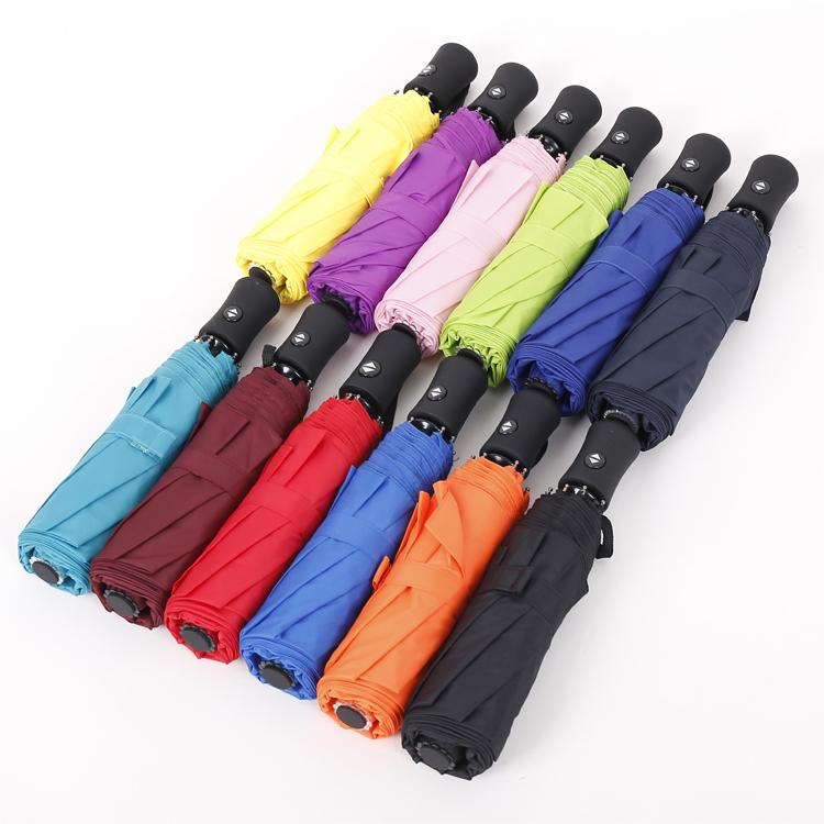 Modern Fully-Automatic Windproof 8-Rib Three-Folding Umbrella Adults 190T Nylon 97cm Open Diameter Business Travel Use