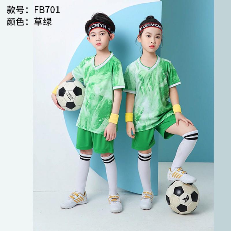Kids Soccer Uniform Set Gradient Print Performance Jersey Short Sleeve Kit Training Match