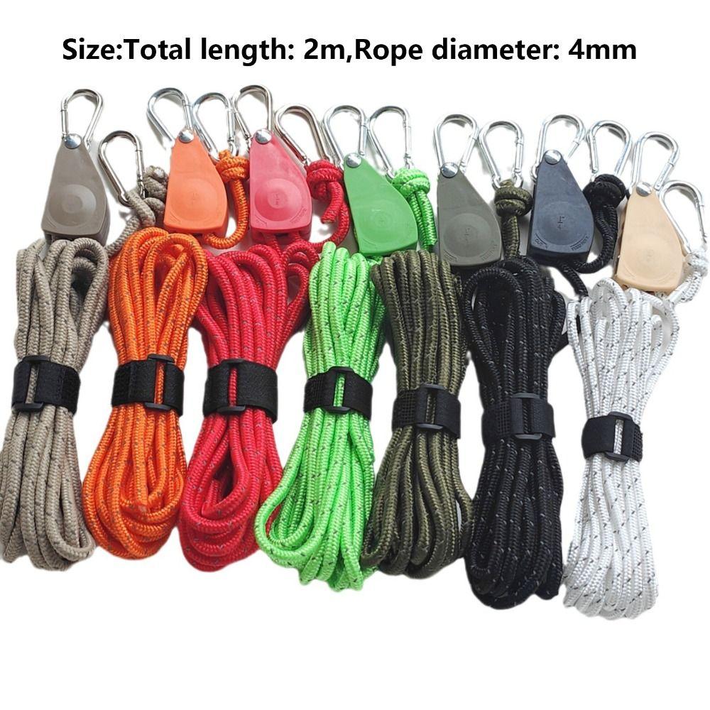 4mm*2m Tightener Fastening Pulley Ratchet Hangers Multicolors Awning Wind Rope Hook  Outdoor Tool