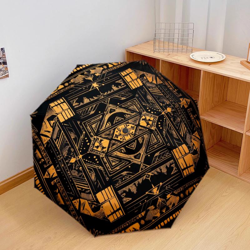 

1 PC Automatic Folding Umbrella - Mysterious symbols Pattern, Portable & Foldable Design with 8 Ribs, Christmas Birthday Gifts