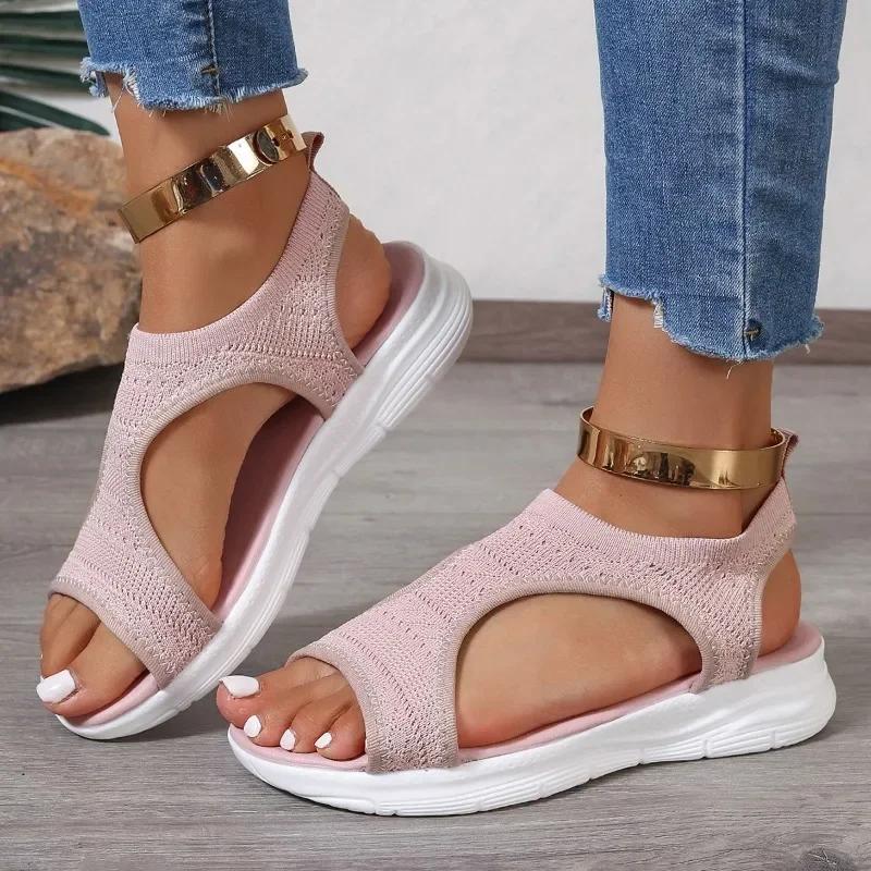 Fashion Ladies Shoes 2025 Hot Sale Summer Women's Sandals Ankle-wrap Solid Open Toe Platform Water Proof Large Size Casual Sandals Women
