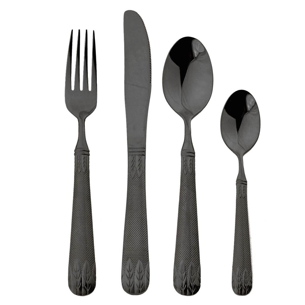 4Pcs Cutlery Set Gold Wheat Ears Pattern Dinnerware 304 Stainless Steel Tableware Knife Fork Spoon Dinner Set Western Flatware