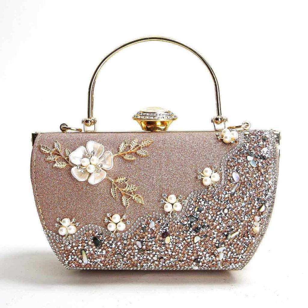 New Arrival Flower Crystal Wedding Bridal Clutch Purse Luxury Designer Women'S Dinner Party Cocktail Handbags Diamond Bags