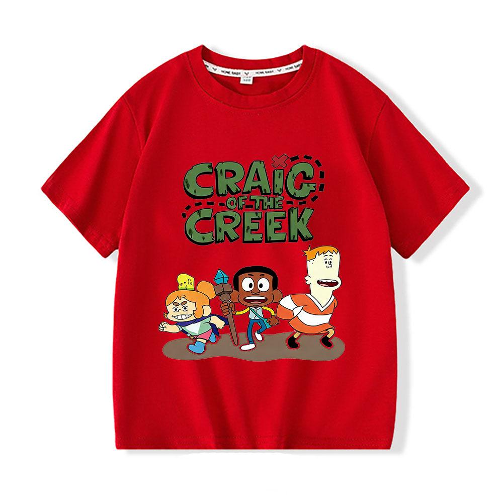 

Craig of The Creek Summer Children s T-shirt 100%Cotton Tees Casual Fashion Kawaii T-shirt Anime T-shirt Cartoon Tops Graphic Print Kids Short Sleeve 100 червоний