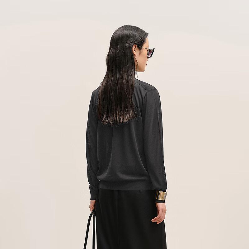 LESS 2026 Spring Mulberry Silk Half-High Collar Knit Sweater