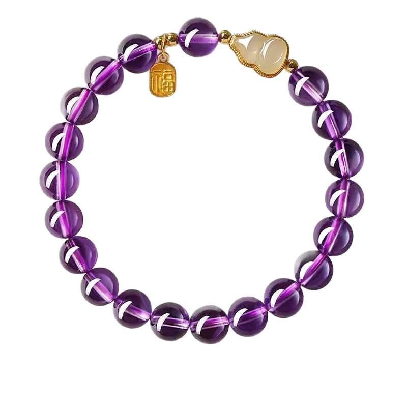 2025 Popular Uruguay Amethyst Imitation Bracelet for Women with Nine Purple Li Fire Gourd and Fu Card Crystal Jewelry