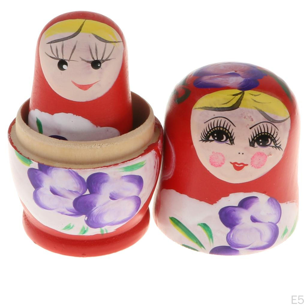 WOODEN RUSSIAN NESTING DOLLS Matryoshka - Wood Color, as described